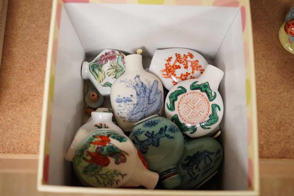 Twenty 20th century Chinese porcelain snuff bottles, in varying condition